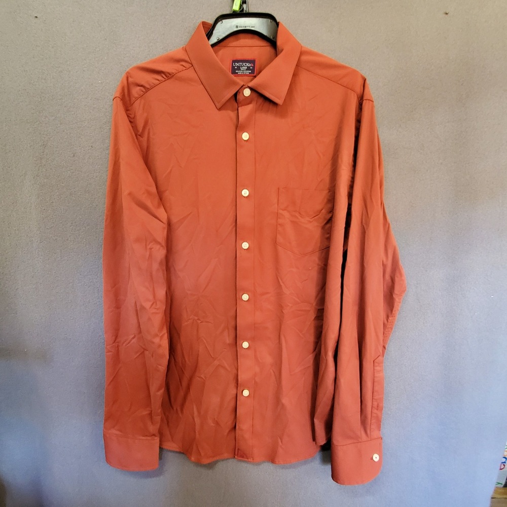UNTUCKit Gironde Slim Fit Red Performance Shirt Mens Large 40349 Nylon Stretch
